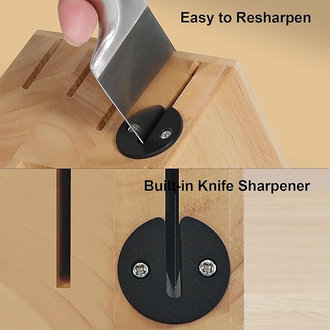 Kuisine Premium Sharp Knife Set Carbon Steel Forged,Ergonomic Handle Knife Block Set,Kitchen Block Knife Set,Chef Knife Set Built-in Sharpener(Silver Pro, 15PCS)