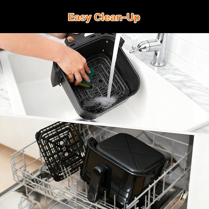 Tastee Air Fryer Lite, 8-in-1 Compact 5.5QT Oven with Single-Sensor Smart Probe, 450°F Digital Dehydrator, 24 One-Touch Presets, Dishwasher-Safe & Non-Stick Basket