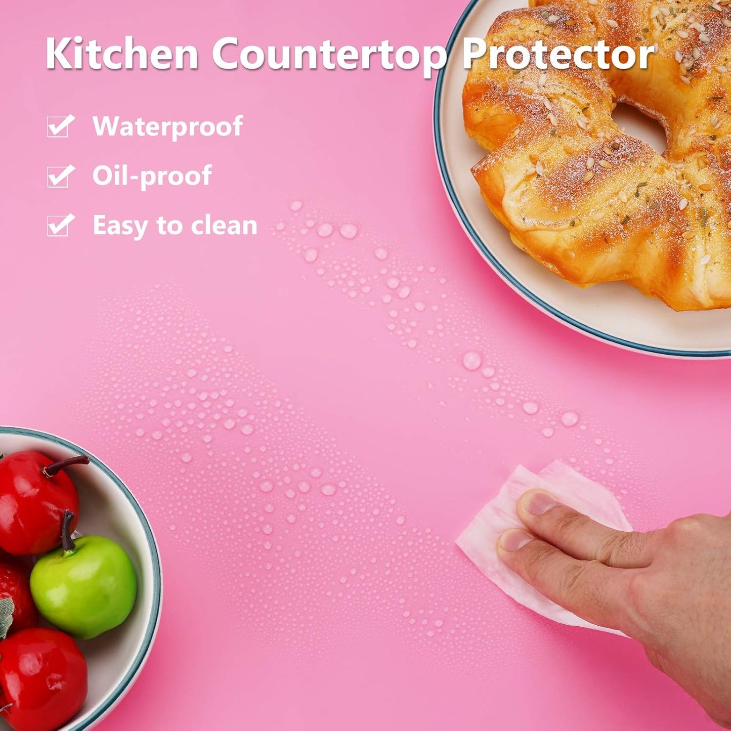 Gartful Extra Large Silicone Mats for Countertop, 28" by 20" Multipurpose Mat, Counter Table Protector, Desk Saver Pad, Placemat Nonstick Nonskid Heat-Resistant Pad, Pink