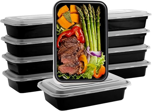 10Pack 35oz Meal Prep Containers Disposable Food Storage Containers with Lids, 1-Compartment Reusable Food Storage Plastic Stackable To Go Boxes Microwave, Freezer, Dishwasher Safe
