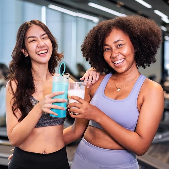 2 Pcs Protein Powder Container with Stackable Design, Portable Dispenser with Keychain, 4-Tier Leakproof Travel Powder Storage for Workout, Fitness, and Travel (Blue)