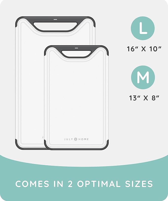 Cutting Boards for Kitchen, Plastic Cutting Board Set of 2, Dishwasher Safe Cutting Boards w/Juice Grooves for Meat, Veggies, Easy Grip Handle, Easy Grip Handle