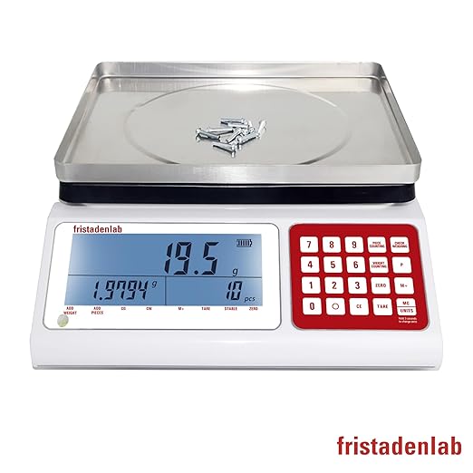 Fristaden Lab Counting Scale for Small Parts | 30 kg x 0.5 g | USA Company | Units: g, lbs, oz, kg | Calibration Certificate