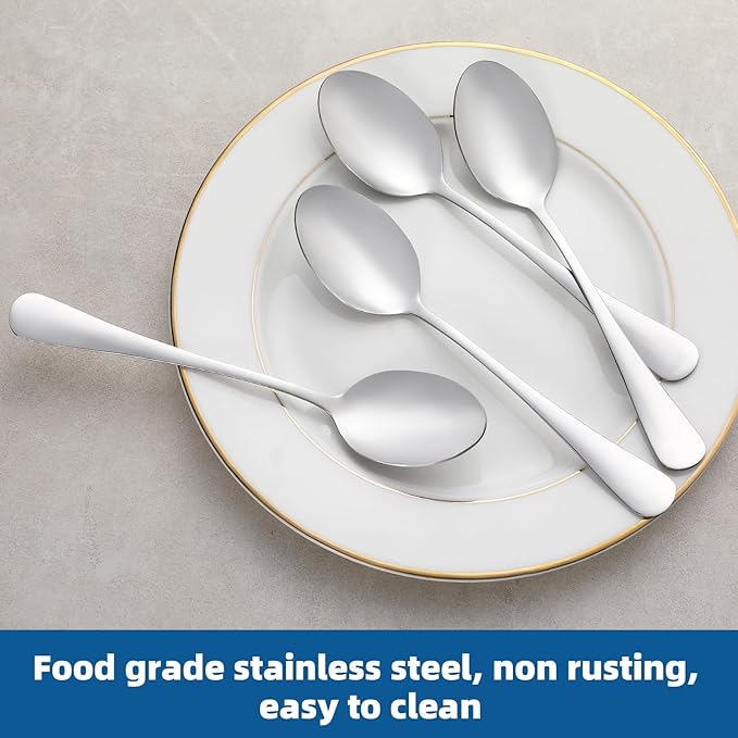 24 Pcs Teaspoons Set, Food-Grade Stainless Steel Spoons Silverware, Cutlery Tea Spoons, Durable Dessert Spoons, Metal Spoon for Home, Kitchen or Restaurant, Mirror Polished, Dishwasher Safe 6.7 Inch