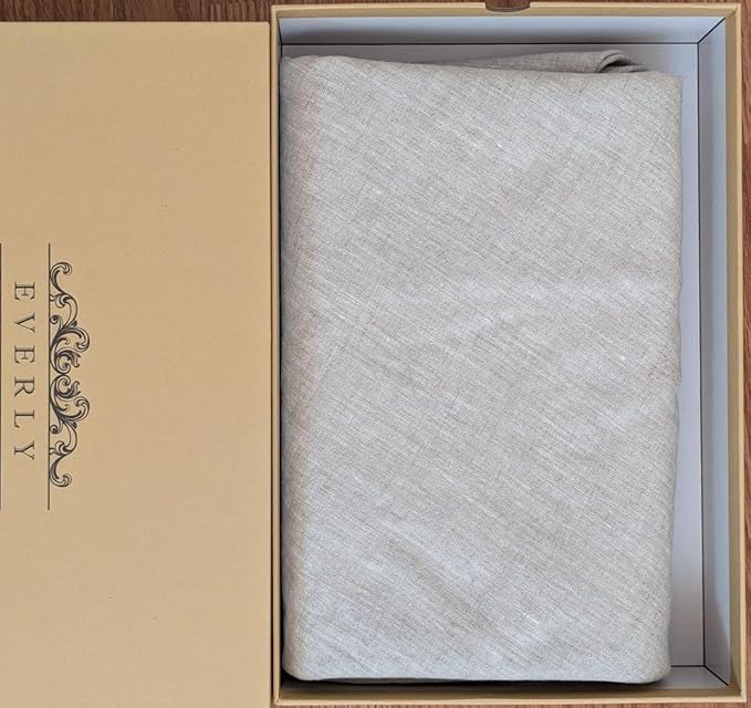 EVERLY 100% Pure Linen Round Tablecloths 70Inch Round Machine Washable Tablecloth for Thanksgiving,Decorative Halloween,Buffet Parties,Picnic,Events,Weddings and Restaurants-Natural Linen