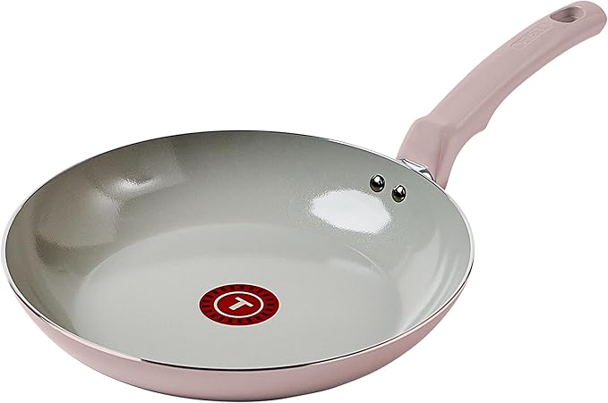 T-Fal Refresh Ceramic Frying Pans Nonstick 12 Inch Skillet, Oven Safe to 350°F, Cookware with Stay-Cool Handle, Dusty Rose