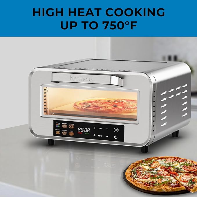 Kenmore indoor pizza oven - personal countertop electric ovens for home kitchen & restaurant, cook solo large 12” nonstick Pizzas horno de