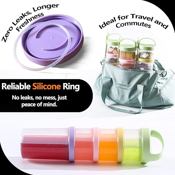 Portable & Airtight Food Storage Containers | 4-Piece Stackable Jars with Twist-Lock Lids | 60oz Leak-Proof BPA-Free Jars for Snacks, Formula & salads