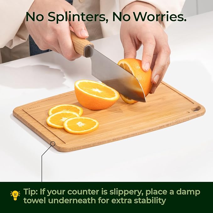 Dishwasher Safe Carbonized Bamboo Wood Cutting Boards for Kitchen with Juice Groove, Wooden Charcuterie & Chopping for Fruit, Vegetables & Cheese, Durable, Lightweight, Water-Resistant