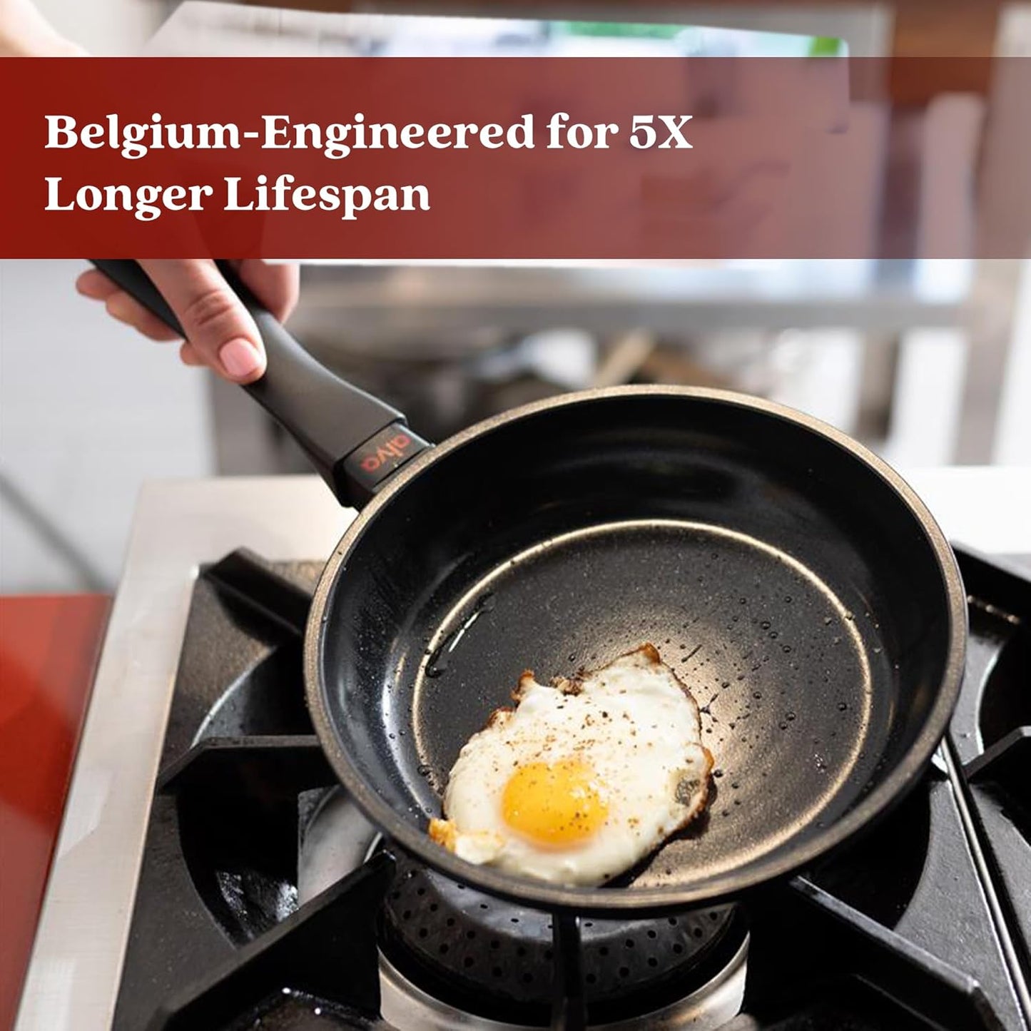 Alva Energy 8″ Ceramic Frying Pan – PFAS/PTFE-Free, Nonstick Skillet for Eggs & Small Meals – Lightweight, Induction & Oven Safe – Stay-Cool Handle, Scratch-Resistant, Dishwasher Safe