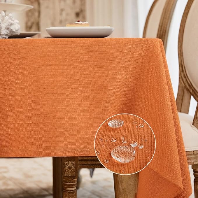 BALCONY & FALCON Rectangle Tablecloth Washable Wrinkle Resistant and Water Proof Table Cloth Decorative Linen Fabric Tablecloths for Dining Parties Kitchen Wedding and Outdoor Use (Pumpkin, 55x70)
