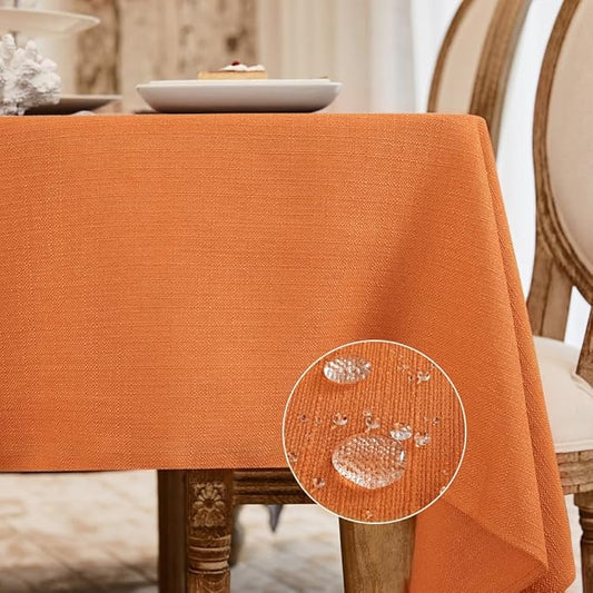 BALCONY & FALCON Rectangle Tablecloth Washable Wrinkle Resistant and Water Proof Table Cloth Decorative Linen Fabric Tablecloths for Dining Parties Kitchen Wedding and Outdoor Use (Pumpkin, 55x70)