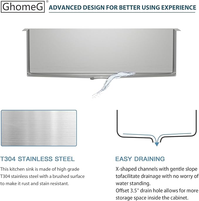 Undermount Kitchen Sink 26 Inch - GhomeG Deep Single Bowl 26x18x9 Inch kitchen sink 16 Gauge Stainless Steel Under Counter Kitchen Sink Basin With R10 Round Corners