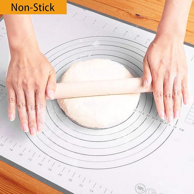 Silicone Pastry Mat Extra Thick Non Stick Baking Mat, Fondant Mat,Counter Mat,Dough Rolling Mat, Oven Liner, Pie Crust Mat