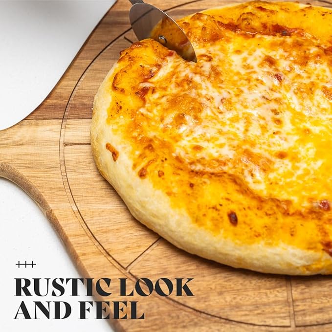 Wooden Pizza Peel - Versatile Pizza Holder - Reliable and Durable Pizza Paddle - Pizza Making Accessories - 19.7 in x 12.6 inches Acacia Wood Pizza Peel by Tremo