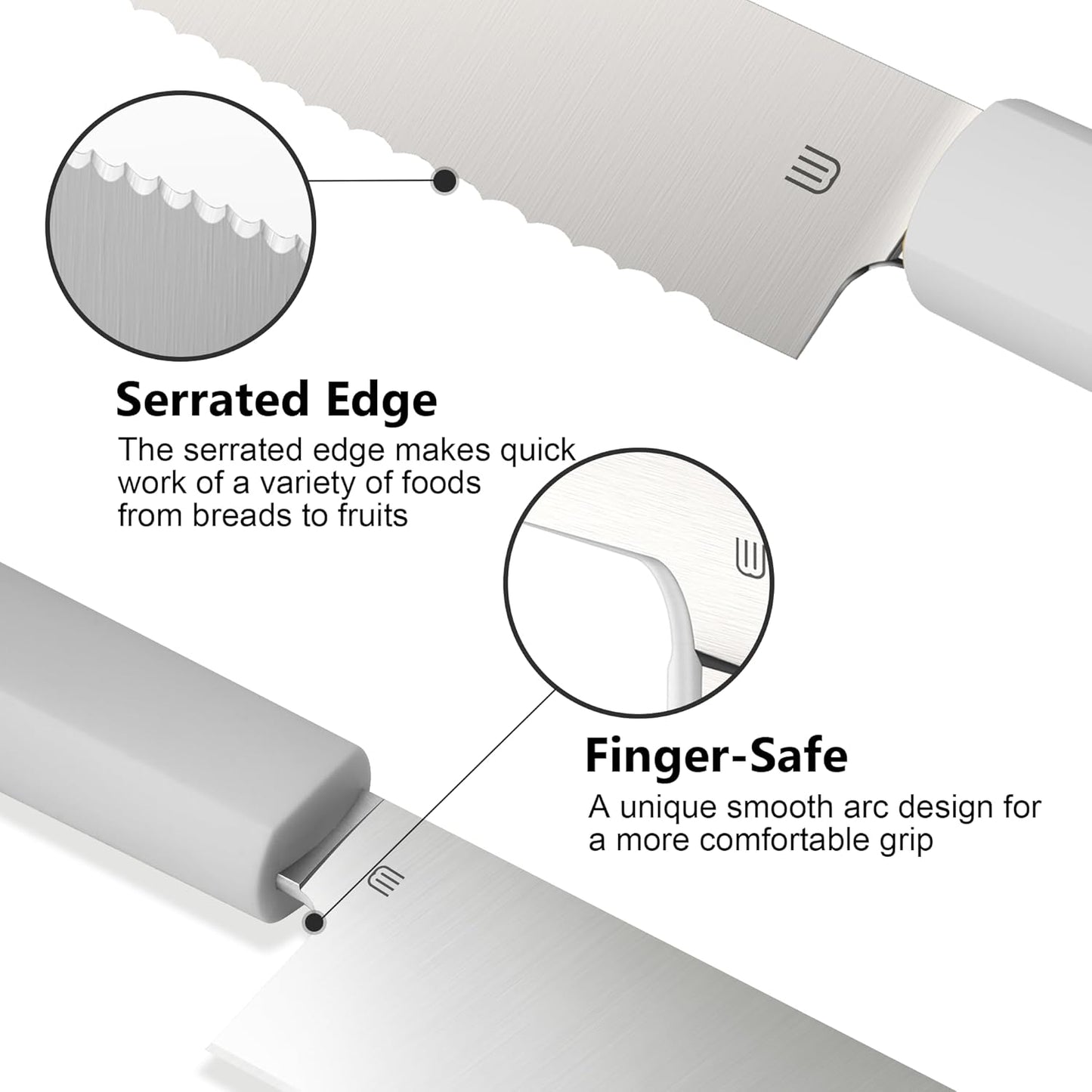 7.5" Serrated Bread Knife for Homemade Bread, Razor Sharp AR-RPM9 Steel & Innovative Wavy Edge, Professional Serrated Knife for Sourdough Bread Cake, Gift Box for Baker Home Chefs