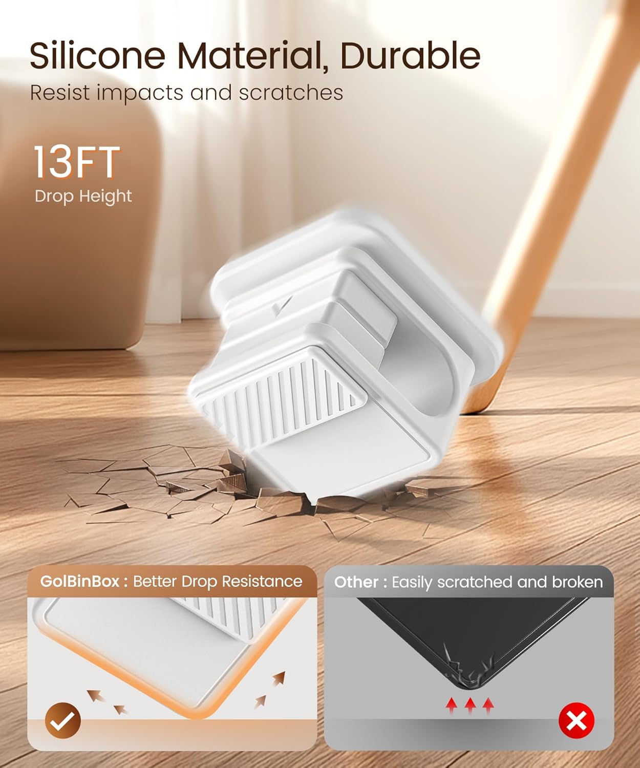 6 Pack Magnetic Cable Clips, Glow in The Dark Cable Holders, GolbinBox Cord Organizer with Shockproof Silicone, Fits up to 8mm Adhesive Cord Clips for Desk, Wall, Nightstand, Car, Home, Office, White