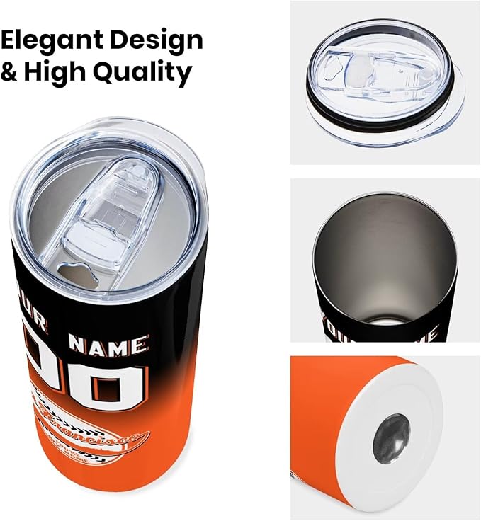 Custom Tumbler Stainless Steel Cup Personalized Baseball Vacuum Insulation Travel Mug Add Your Name Number Fans Gift for Baseball Fans