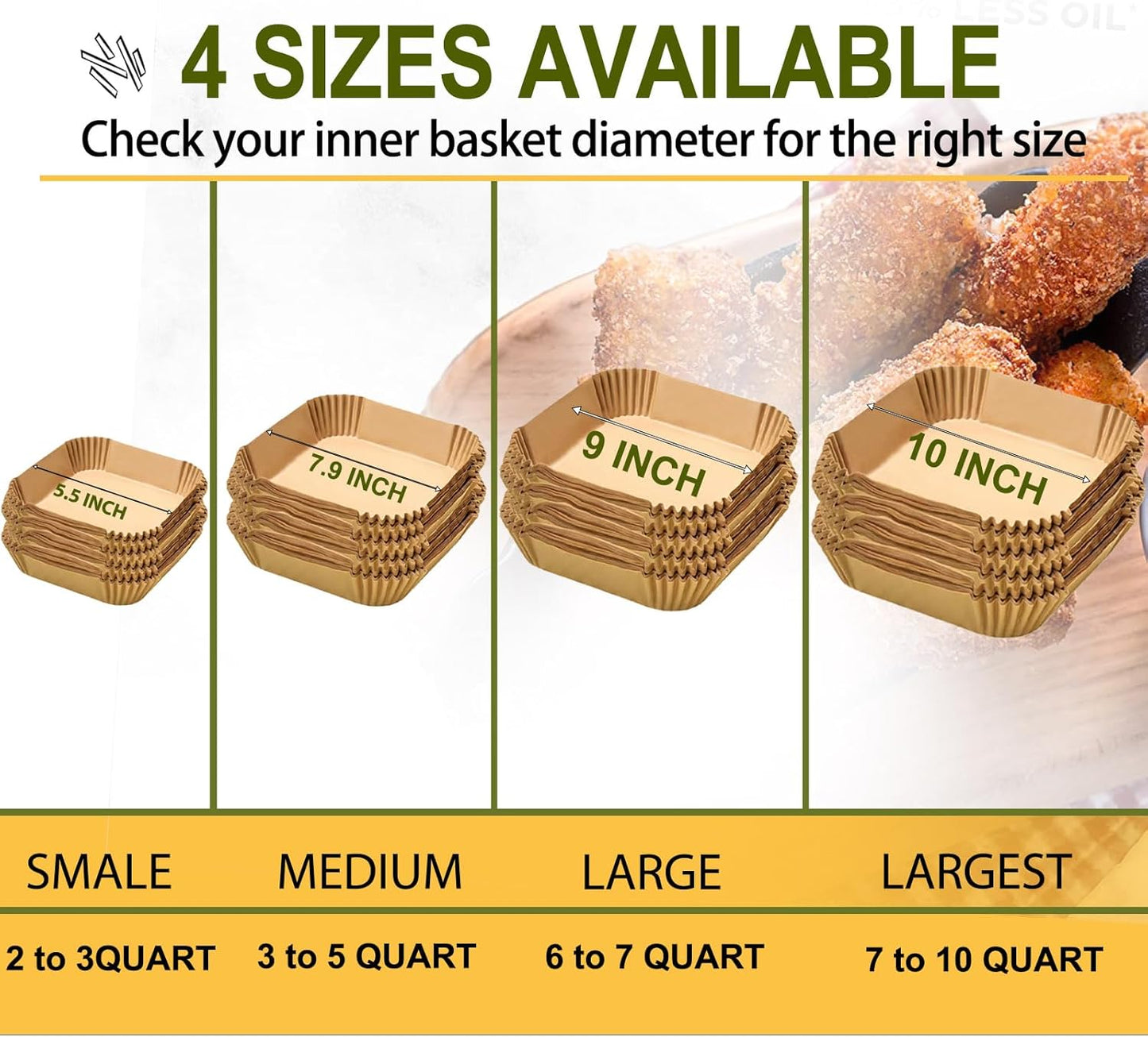 Air Fryer Disposable Paper Liner Square 7.9 Inches, Instant Pot Vortex Plus 4QT Air Fryer Liners, 120Pcs parchment paper liners for 3-6QT Air fryer, Baking Roasting Microwave