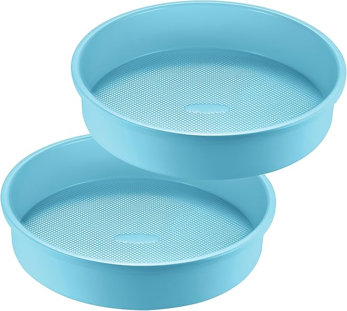 HONGBAKE 9 Inch Round Cake Pan Set of 2, Nonstick Ceramic Coating Cake Molds with Diamond Texture, Aluminized Steel Cake Pans Sets for Baking & Cheesecake, Heavy Duty & Non-Toxic (Light Blue, 2PCS)