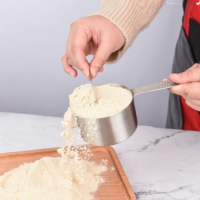 Smithcraft Measuring Cups and Spoons Set 14, 18/8 Stainless Steel Measuring Cups and spoons for Baking & Kitchen, Metal Metric&US 5 Measure Cups and 6 Spoon &Leveler&Measure Equivalents for Dry&Liquid