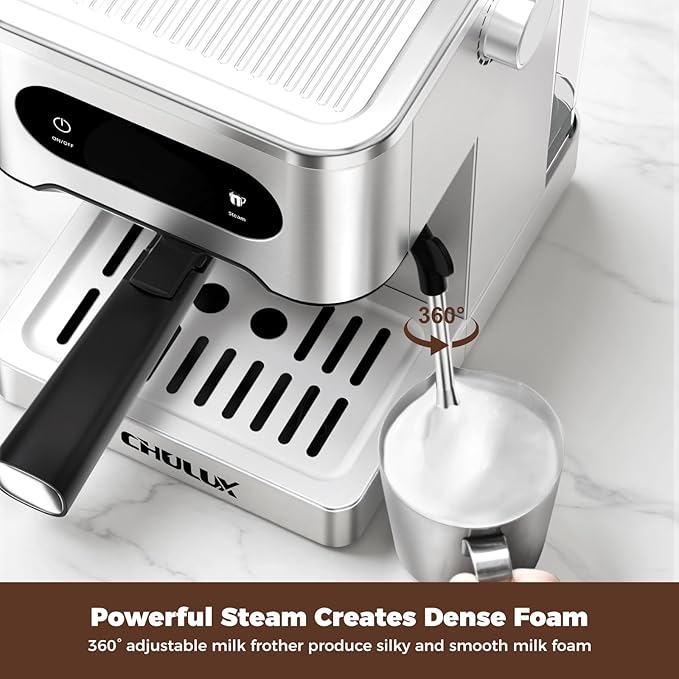 CHULUX Touchscreen Espresso Machine with Steam Wand, Cold Brew Espresso Coffee Maker for Cappucino, Americano