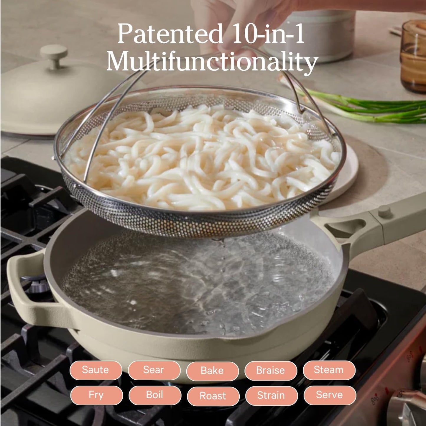 Our Place Always Pan 2.0-10.5” (2.6 Qt) Nonstick, Toxin-Free Ceramic Cookware | Patented 10-in-1 Aluminum Frying & Sauté Pan | Safe for Oven, Induction & All Cooktops up to 450°F | Steam