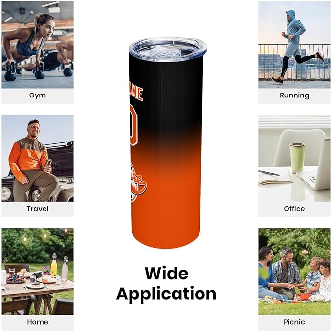 Custom Tumbler Stainless Steel Cup Personalized Baseball Vacuum Insulation Travel Mug Add Your Name Number Fans Gift for Baseball Fans