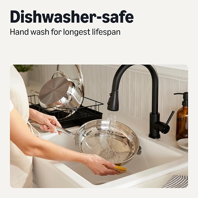 Amazon Basics Stainless Steel Cookware Set, 5-Piece Set, All Cooktop Friendly, Dishwasher-Safe