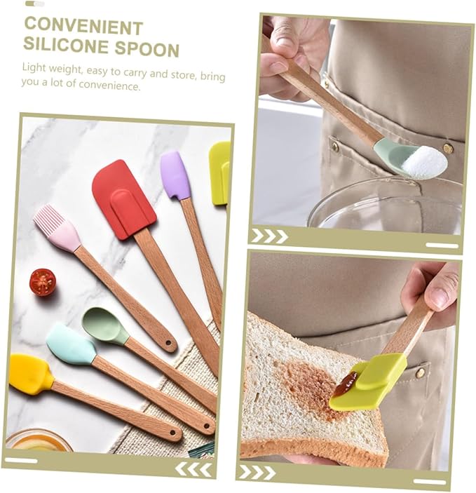 Multi-function Silicone Baking Utensils Household Spatulas and Spoons with Ergonomic Handles Heat-resistant Non-stick Kitchenware for Mixing Scraping and Cake Decorating