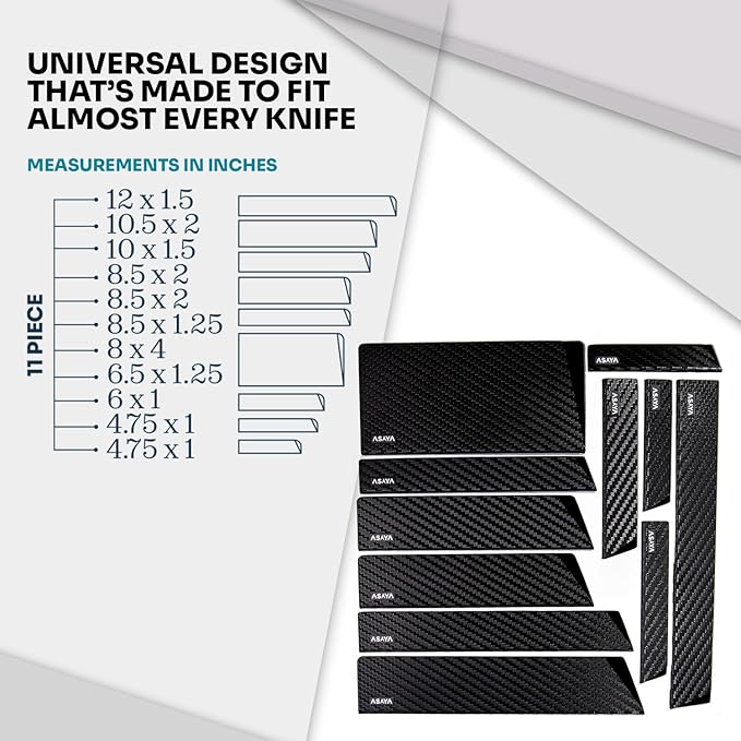 Asaya Professional Knife Edge Guards -Universal Blade Covers - Extra Strength, ABS Plastic and BPA-Free Felt Lining, non-Toxic and Food Safe - Knives Not Included (11Pcs)