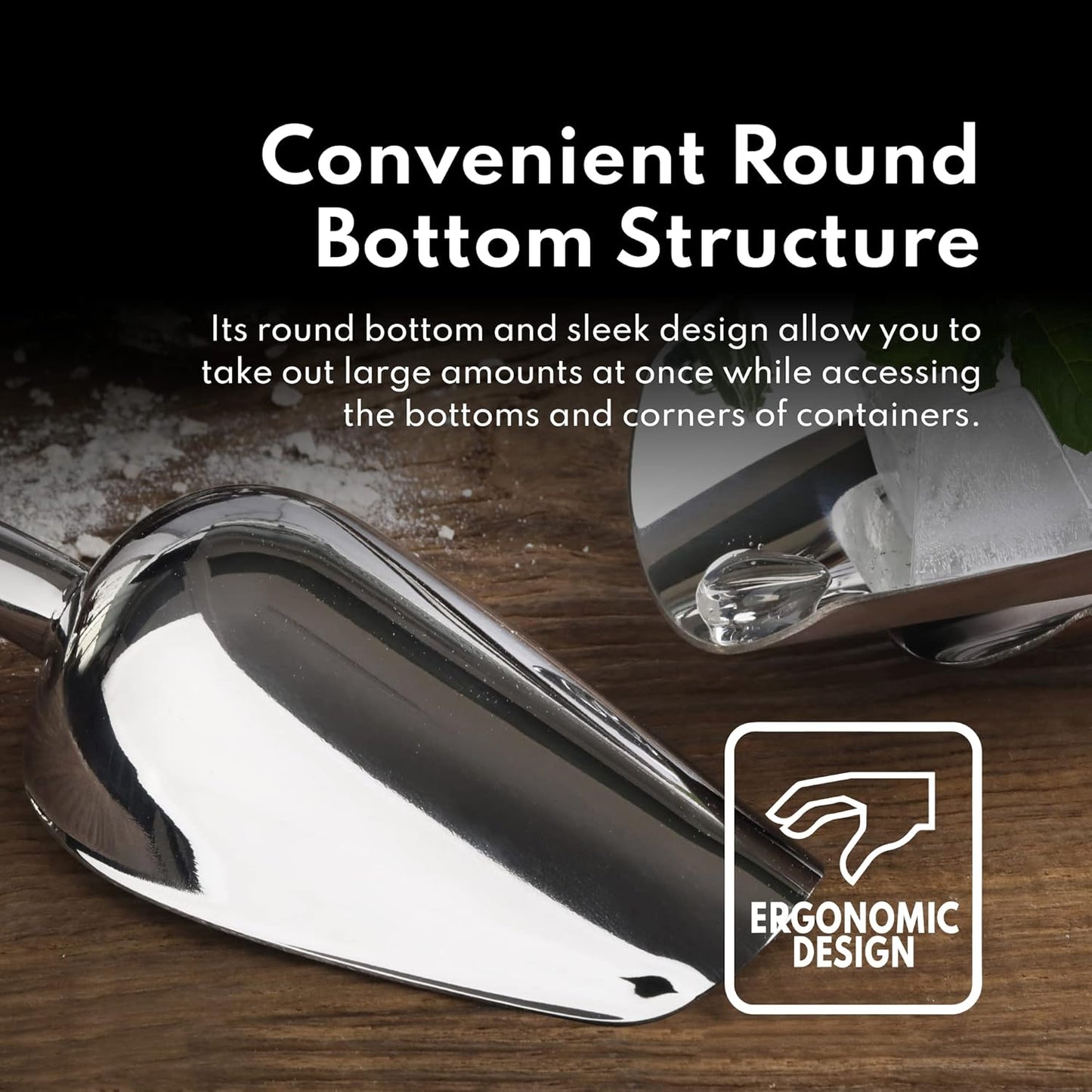 New Star Foodservice 1028522 Stainless Steel Bar Ice Flour Utility Scoop, 18-Ounce