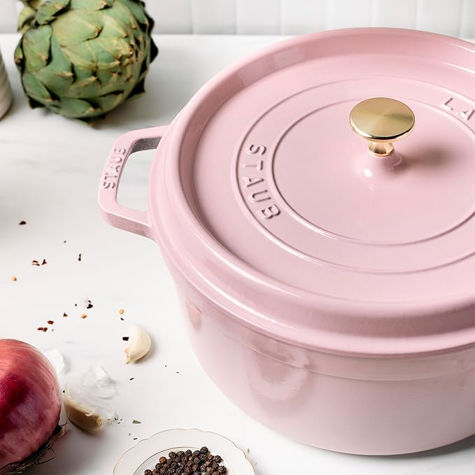 Staub Cast Iron Round Cocotte 5.5-quart-Peony Pink