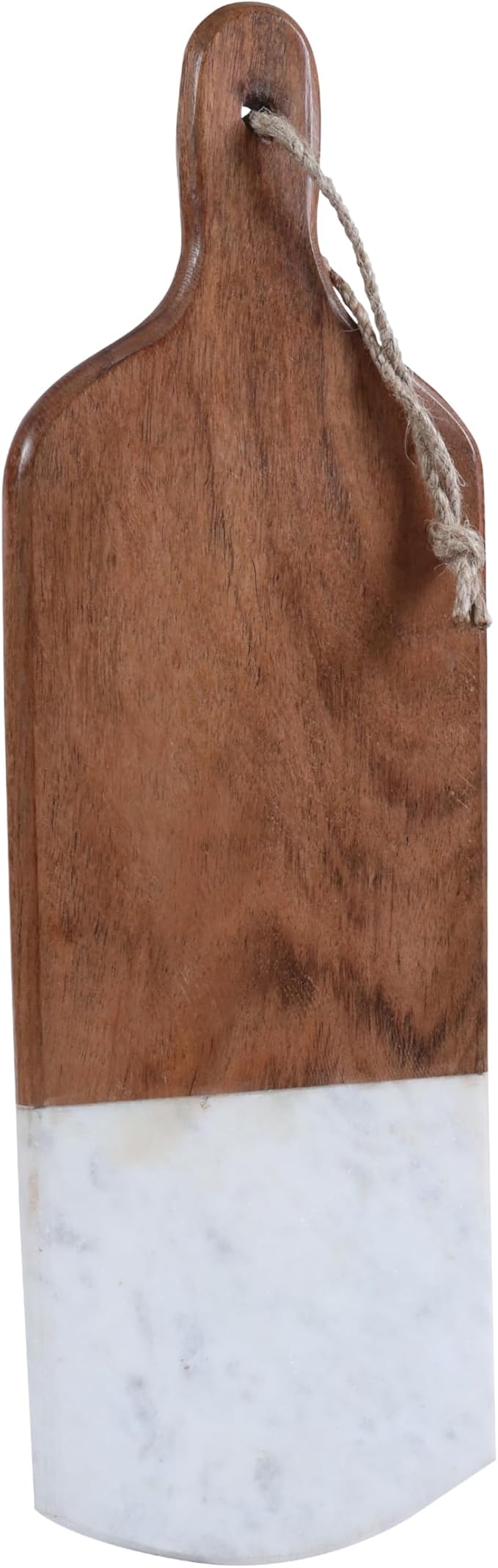 Marble & Acacia Wood Cutting Board – 16.25x5.5" White Charcuterie, Cheese & Serving Tray for Bread, Steak, Fruit – Elegant Solid Chopping Board for Kitchen & Parties