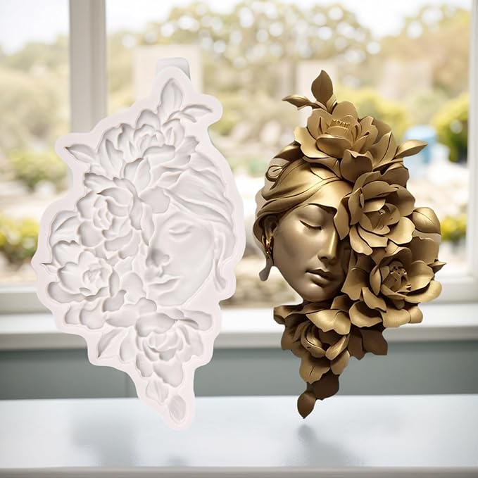 (Four-piece set) Flower girl portrait relief, DIY silicone mold, cake chocolate mold wedding cake decoration tool soft cake mold