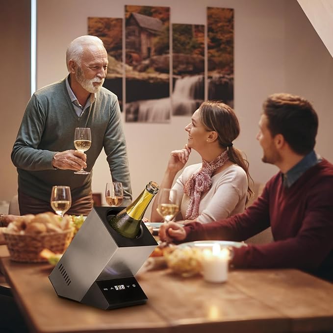 Cobalance Wine Chiller Electric,Single Bottle Cooler for 750ml Wine or Some Champagne,Portable Coolers Keep Cold Up to 24h,Personalized Chillers at Party,Gift for Wine Lover