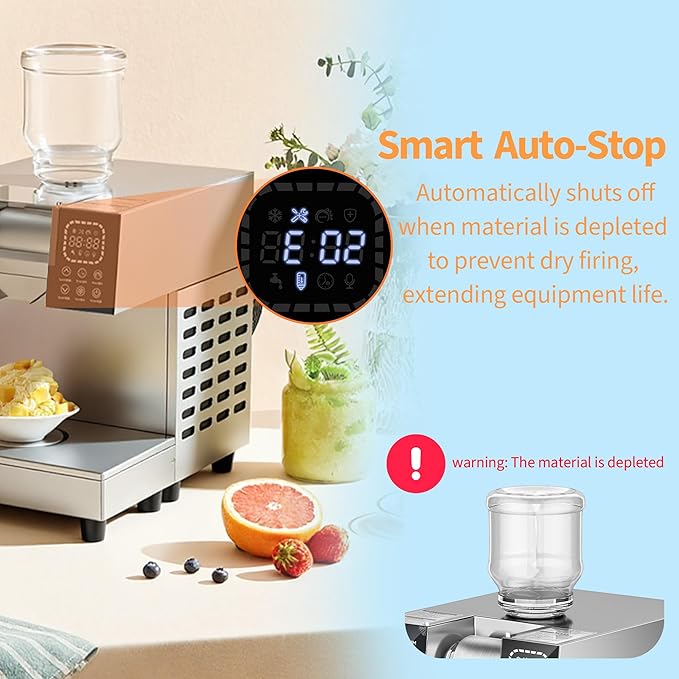 Snowflake Ice Machine, Commercial Shaved Ice Machine, Electric Snow Cone Maker, 10 Gears Adjustable Speed for Home, Outdoor Kitchen, Restaurant, Bakery, Café (Air Cooling, 180kg/24H)