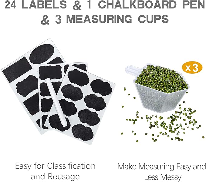 Large Food Storage Containers with Lids Airtight 5.2L /176Oz, for Flour, Sugar, Baking Supply, 3PCS BPA Free Plastic Canisters for Kitchen Pantry Organization