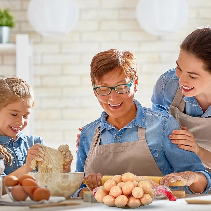 Windyun 1000 Pcs 20 Inch Mesh Produce Bags Reusable Nylon Netting Bulk, Fits Storage Egg Vegetable Seafood Fruits Grocery Bags (Red)