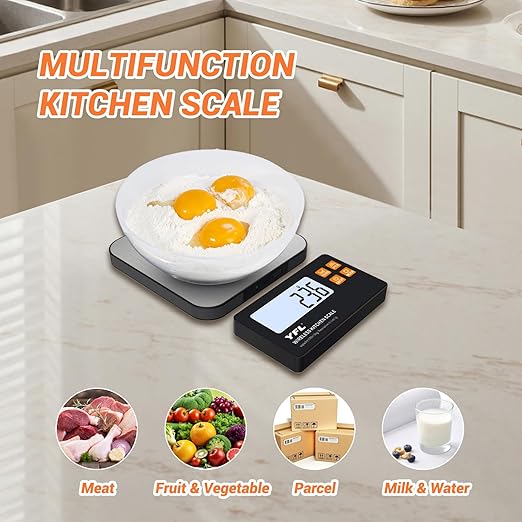 YFL Wireless Kitchen Scale with Detachable Remote Display, 33lb High Precision Digital Scale 1g/0.1oz, Tare Function 7 Units Food Scale for Cooking, Baking, Meal Prep & Dieting