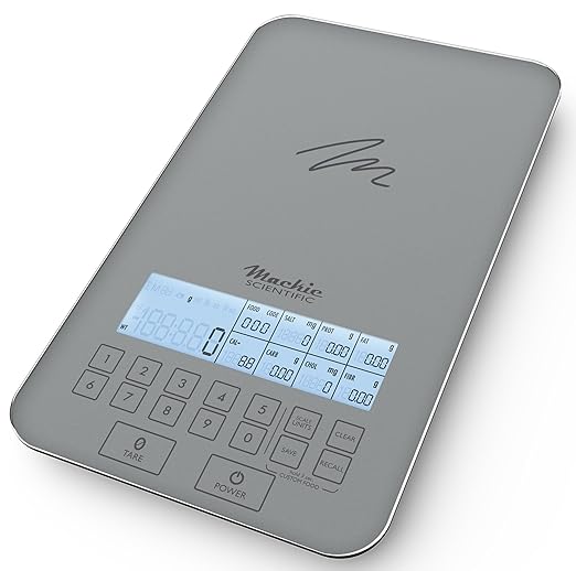 Nutrition Scale by NutraTrack™ with Food Grade Glass, Perfect for Calorie Counting, Meal Prep, and Weight Loss (Pearl Silver)