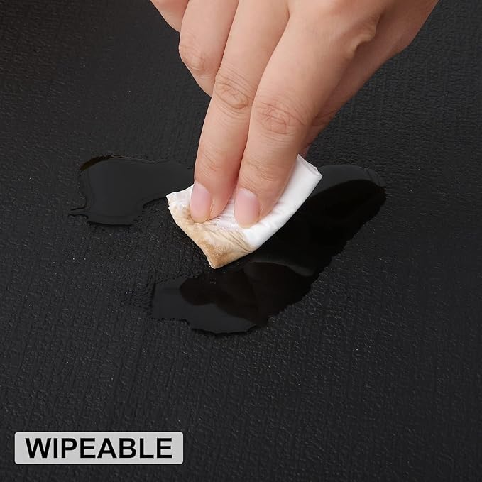 homing Faux Leather Heat Resistant Placemats 8 Packs, Waterproof Wipeable Dining PU Place Mats for Indoor & Outdoor, Easy to Clean, Black