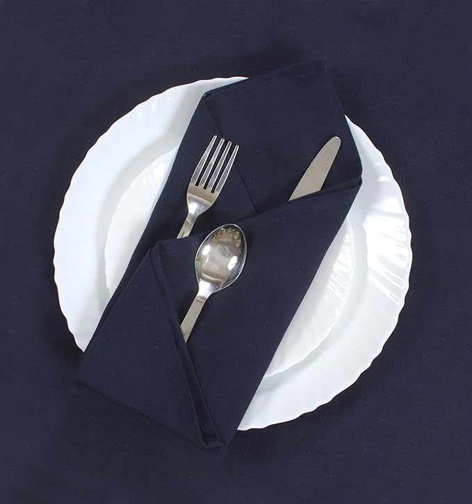ANA Cloth Napkins Set of 6 (17.5x17.5) inch 100% Cotton Dinner Napkin Washable Hotel Quality Reusable Kitchen & Table Linen for Fall Thanksgiving Family Dinners Weddings & Everyday Use - Navy