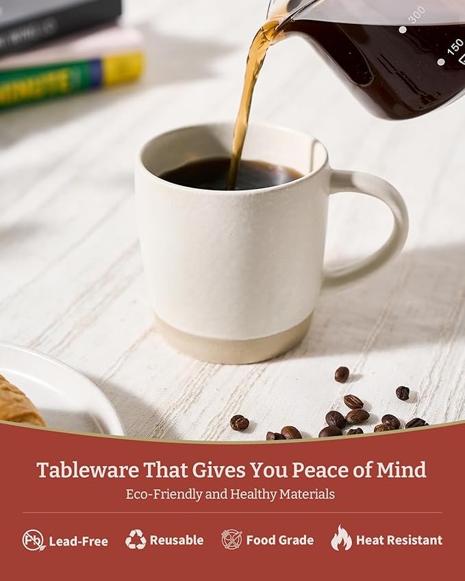 famiware Coffee Mugs Set of 4, Milkyway 13 oz Mug Set, Ceramic Cup Set with Handle for Coffee, Tea, Cocoa, Milk, Matte White