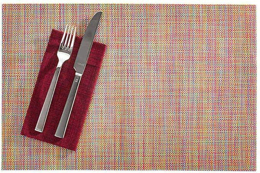 Restaurantware Carmel Mesh 16 x 12 Inch Table Placemats Set Of 6 Woven Washable Placemats - Heat Tolerant No Stain Kaleidoscope Vinyl Kitchen Placemats Waterproof Easy To Clean
