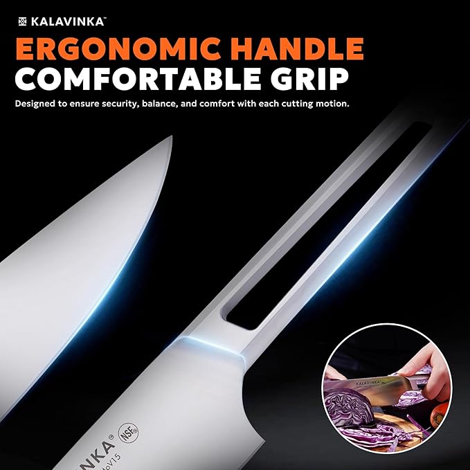 Professional Chef Knife 8", High Carbon Stainless Steel Blade, All-Purpose Kitchen Knife with Gifted Sheath, Summer Cooking (VENDANA)