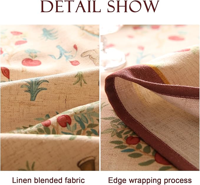 patdrea Designer Beige Tablecloth for Rectangle Tables,Vintage Elegant French Linen with Trees and Kids Pattern Table Cloth,Farmhouse Table Cover Cloth Decor for Kitchen Dining Christmas,55"*79"