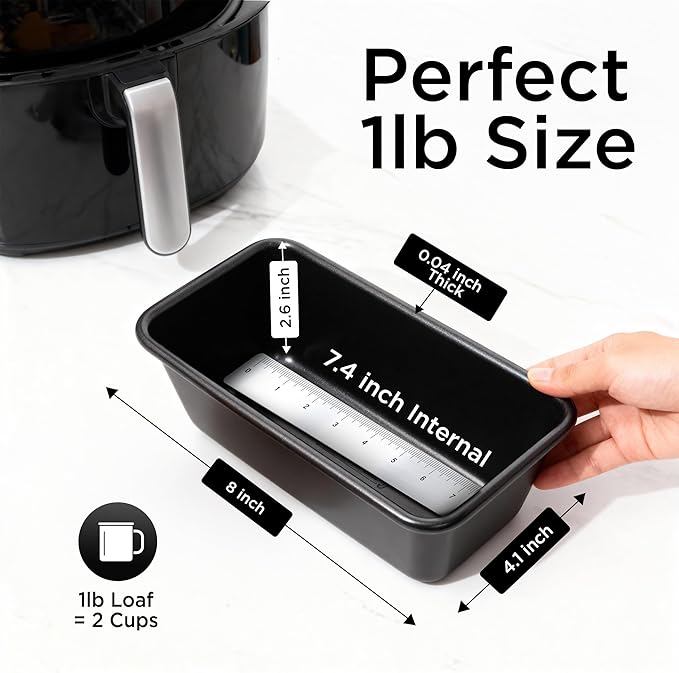 Wrenbury Pro 1lb Bread Loaf Pan 8x4 - Loaf Tins for Baking Non Stick - Toughened Heavy Gauge - 10 Year Guarantee - Banana Bread Loaf Pan