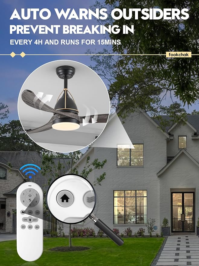 52in Solid Grey Wood Ceiling Fan with Lights 3-Blade Farmhoouse Black Ceiling Fans Outdoor Patio Ceiling Fan Modern Kitchen Fan Light with Remote Control for Bedroom Living Room