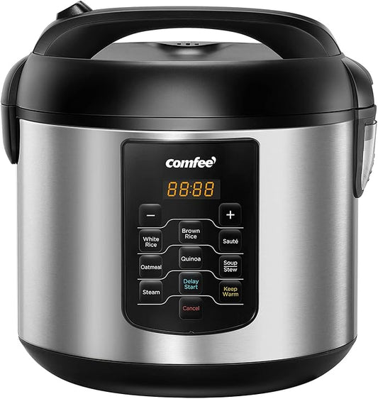 COMFEE' Rice Cooker 10 cup Uncooked/20 cup Cooked , Rice Maker, Steamer, Saute, Steamer and Warmer, 5.2 QT Large Capacity, Brown Rice, Quinoa and Oatmeal, 8 One-Touch Programs